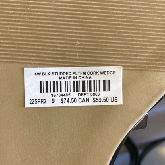 NEW Torrid Black Studded Platform Cork Wedge, 9 (4W) extra wide width - Picture 7 of 8